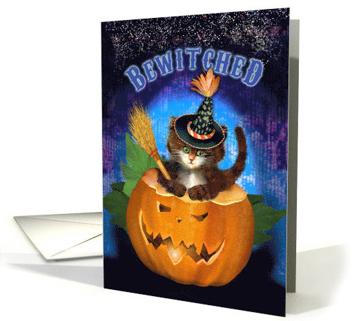 Kitten in a Jack-O-Lantern card (1535488)