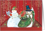 Snow Folks Welcome the Holidays card