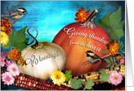 Thanksgiving Bounty with Flowers and Birds card