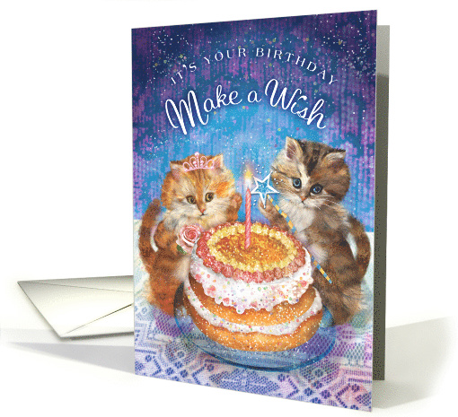 Kitten Fairies Make a Wish Birthday Cake card (1536190)