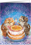 Kitten Fairies Make a Wish Birthday Cake card