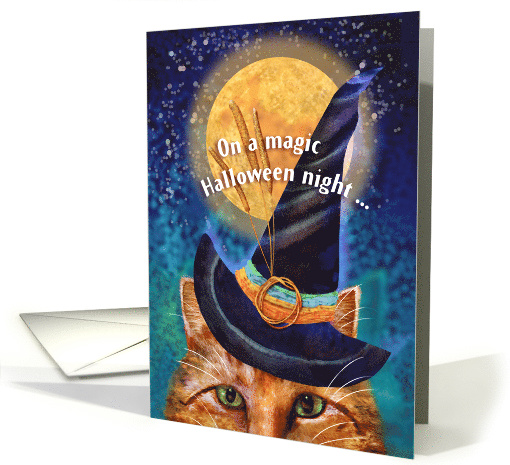 Cat Witch's Hat Halloween card (1536356)