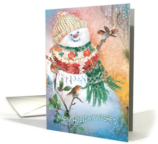 Snowman Bundled in Hat and Scarves card (1537204)