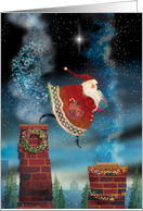 Christmas Santa on the Chimney Tops card