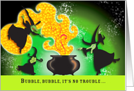 Halloween Three Witches Cauldron card