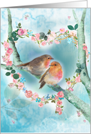Valentine Robins in Rose Heart card