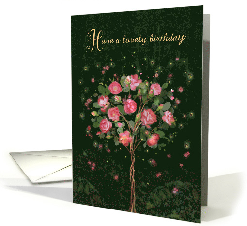 Roses and Fireflies Topiary Birthday card (1574212)