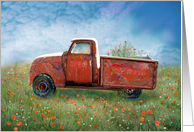 Rusty Red Farm Truck Birthday card