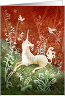 Unicorn in Woodland Christmas card