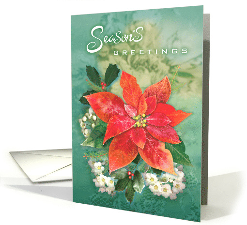 Bright Christmas Holiday Poinsettia card (1584442)