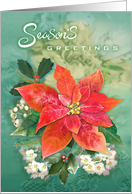 Bright Christmas Holiday Poinsettia card