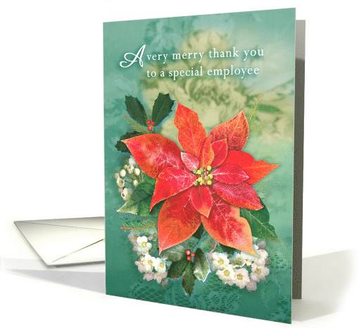 Poinsettia Employee Christmas Greeting and Thank You card (1584738)