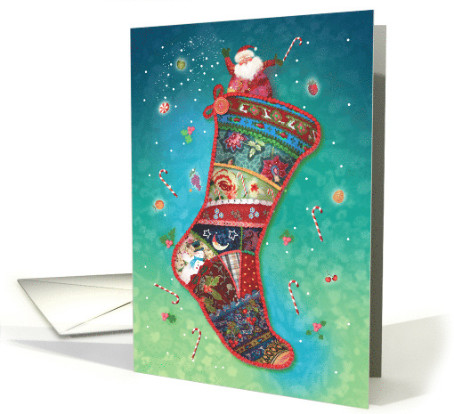 Christmas Stocking Patchwork Santa card (1586506)