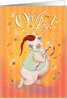 Christmas Pig with Cookies and Candy card