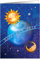 New Year Sun Moon Universe Celestial card