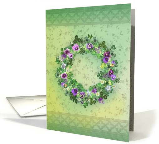 St. Patrick's Day Shamrock Clover Violet Wreath card (1599224)