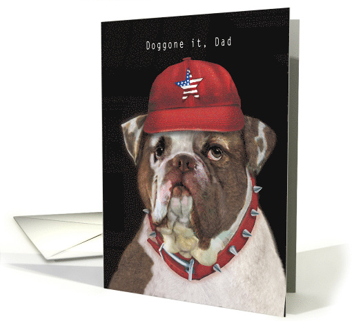 Dog Bulldog American Flag Fathers Day for Dad card (1626070)