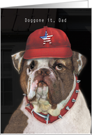 Dog Bulldog American Flag Fathers Day for Dad card