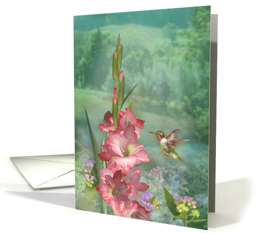 Hummingbird Garden Flower Any Occasion Blank Note card (1634718)