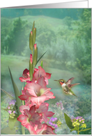 Hummingbird Garden Flower Birthday card
