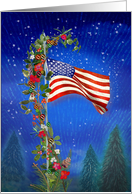 Christmas Holiday American Flag card