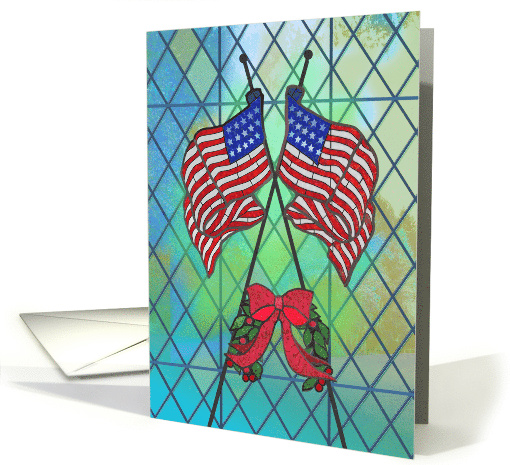 Christmas Holiday American Flag Stained Glass card (1710662)