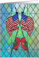 Christmas Holiday American Flag Stained Glass card