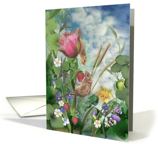 Valentines Day Cute Mice in a Garden card (1724098)