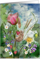 Valentines Day Cute Mice in a Garden card