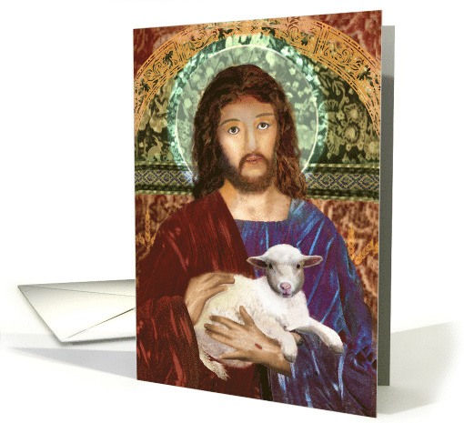 Jesus Christ, Good Shepherd with Lamb, Holiday card (1747284)