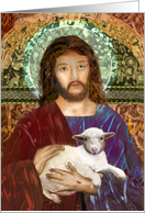 Jesus Christ, Good Shepherd with Lamb, Holiday card