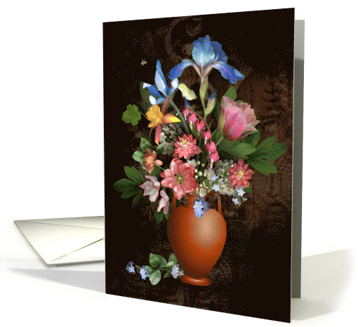Flower Bouquet with Spring Garden Flowers card (1768918)