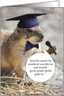 Funny Gopher in Graduation Hat Bow Tie and Microphone Announcing Award card