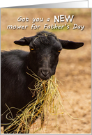 Funny New Mower for Father’s Day Goat Eating Hay card