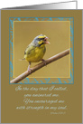 Singing Yellow Gray Bird Perched on Branch Scripture Encouragement card