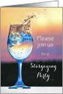 Moon Falling Into Wine Glass Stargazing Party Invitation card