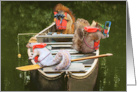 Three Squirrels In A Canoe With Life Jackets Funny Summer Camp card