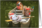 Funny Squirrels In A Canoe Taking Selfies Birthday Humor card