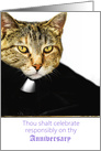 Funny Cat Dressed Up Priest Celebrate Responsibly Anniversary card