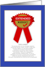 Funny Red Ribbon Extended Warranty Birthday card