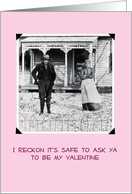 Vintage Redneck Valentine with Stoic Country Folks Serious Expressions card