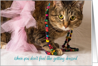 Get Well for Her Cat Wears Beads Tutu Don’t Feel Like Getting Dressed card