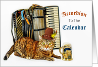 Accordion Cat in German Hat with Beer Stein Happy Birthday card
