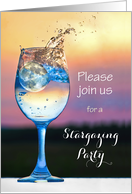 Moon Falling Into Wine Glass Stargazing Party Invitation card