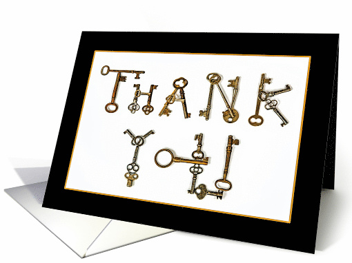 Antique Keys Spell Out Thank You Employee Appreciation card (1561276)