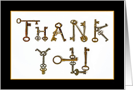 Antique Keys Spell Out Thank You Employee Appreciation card