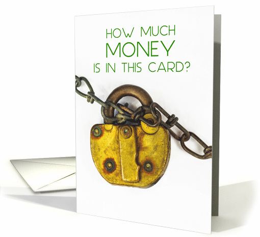 Padlock with Chain Money Enclosed for Driving Teen Birthday card