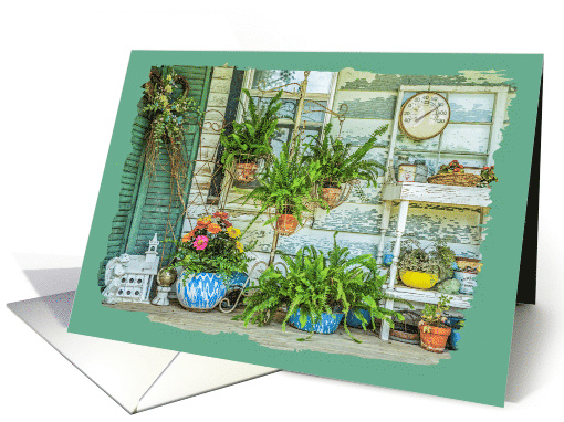 Weathered Front Porch With Teal Border Thinking Of You card (1579828)