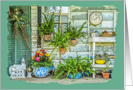 Weathered Front Porch With Teal Border Thinking Of You card