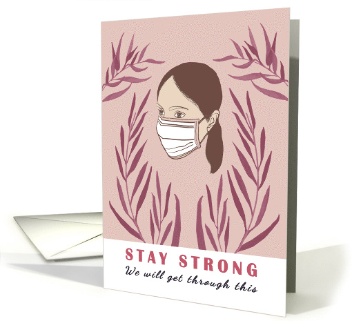 Stay Strong Pastel Pink Encouragement Woman with Face... (1608810)